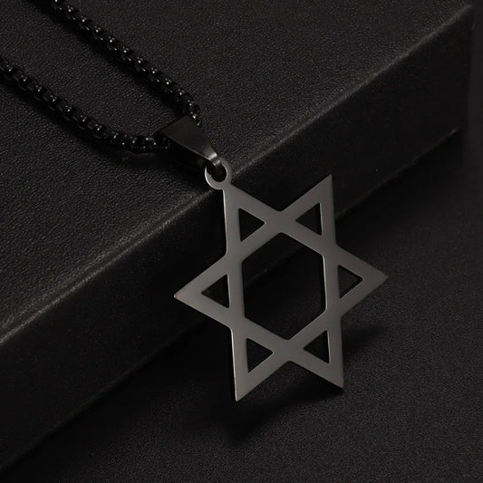 Skyrim Cutout Star of David Hexagram Choker Necklace for Men Women Gold Color Stainless Steel Chain Necklaces Jewish Jewelry
