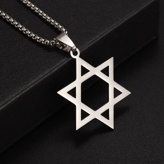 Skyrim Cutout Star of David Hexagram Choker Necklace for Men Women Gold Color Stainless Steel Chain Necklaces Jewish Jewelry